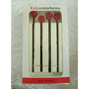 VINTAGE TOWLE HAND MADE GLASS STIRRERS Red Balls